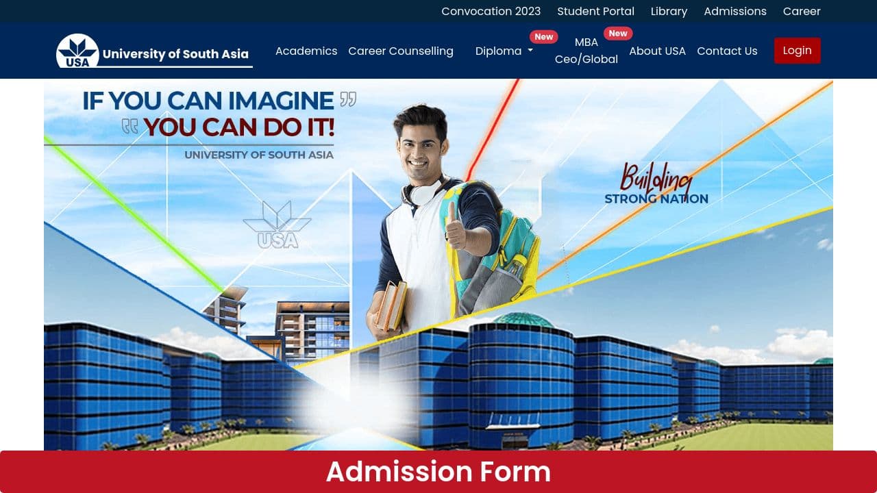 University of South Asia website screenshot