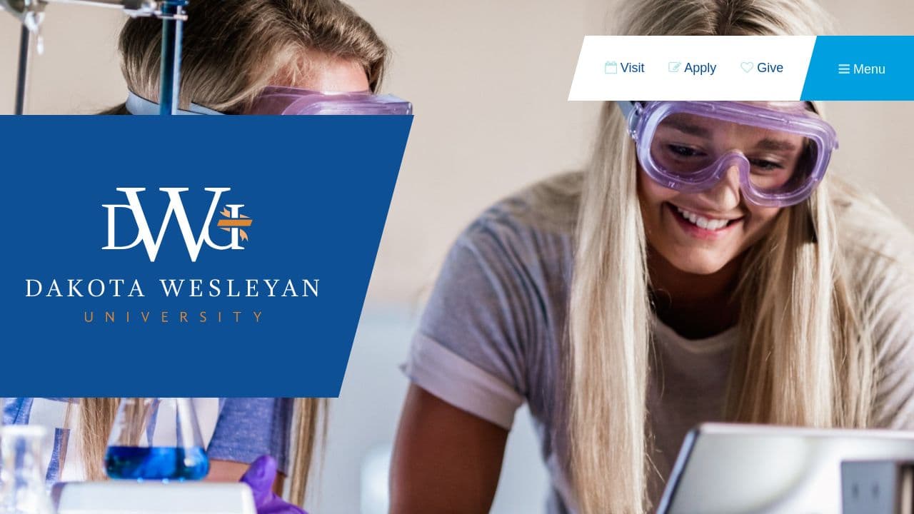 Dakota Wesleyan University website screenshot