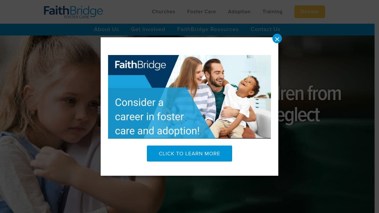FaithBridge Foster Care website screenshot