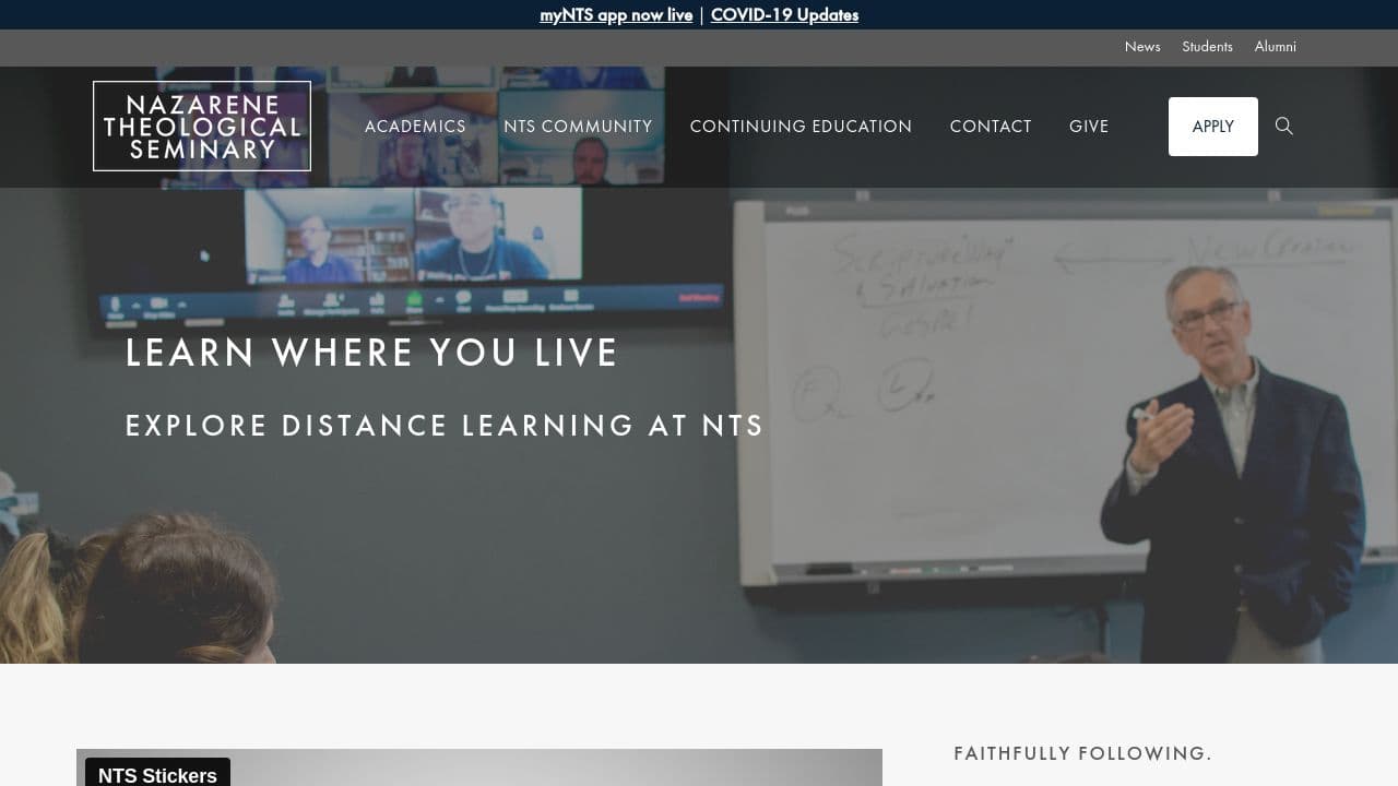 Nazarene Theological Seminary website screenshot
