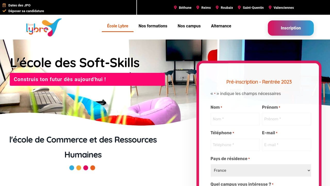 Ecole LYBRE website screenshot