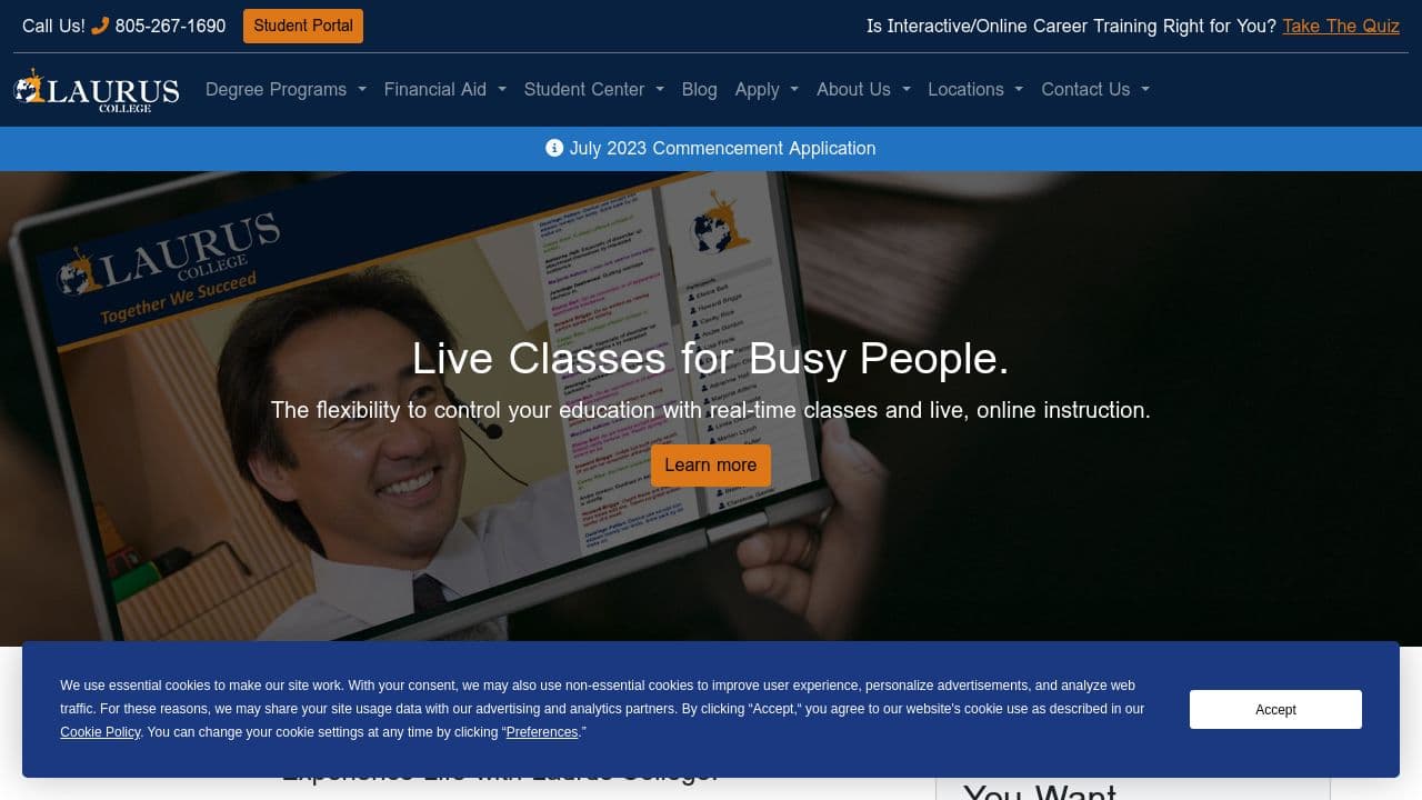 Laurus College website screenshot