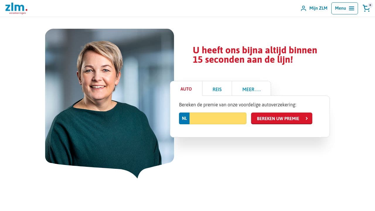 ZLM Verzekeringen website screenshot