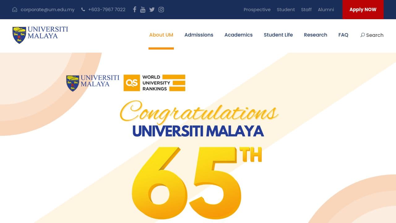 university of malaya website screenshot