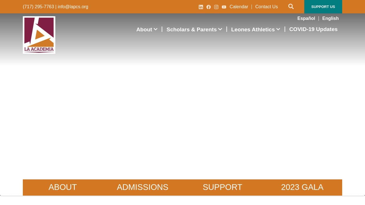 La Academia Partnership Charter School website screenshot