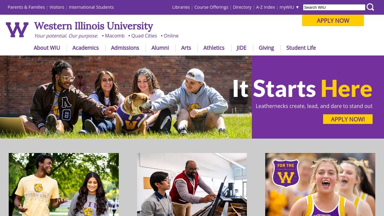 Western Illinois University website screenshot