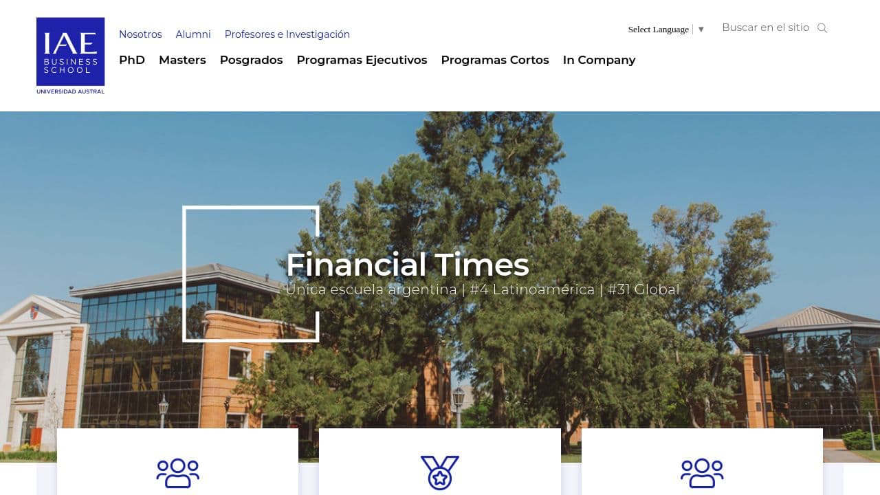 IAE Business School website screenshot