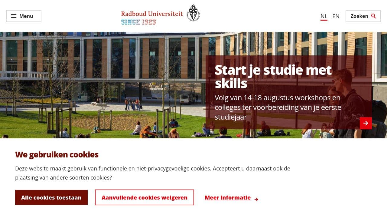 radboud university website screenshot