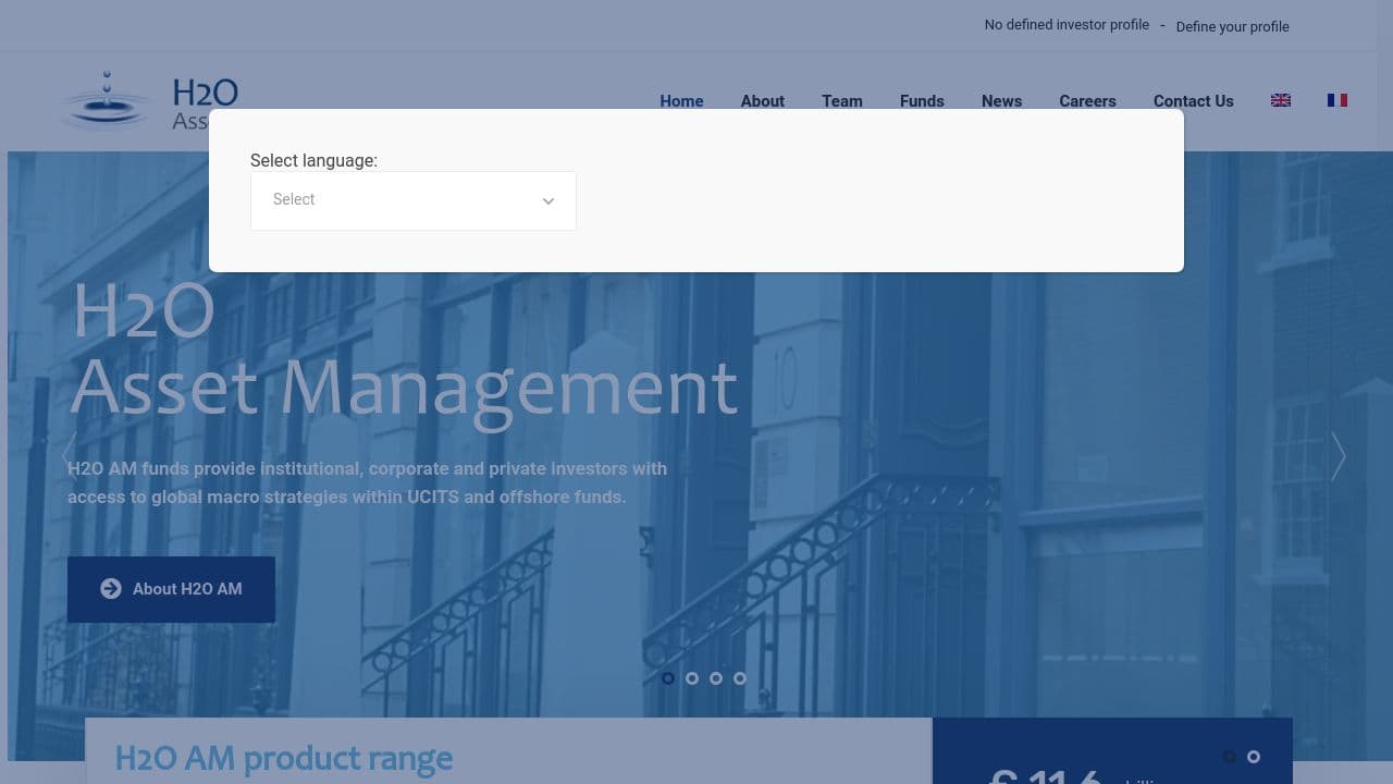 H2O Asset Management website screenshot