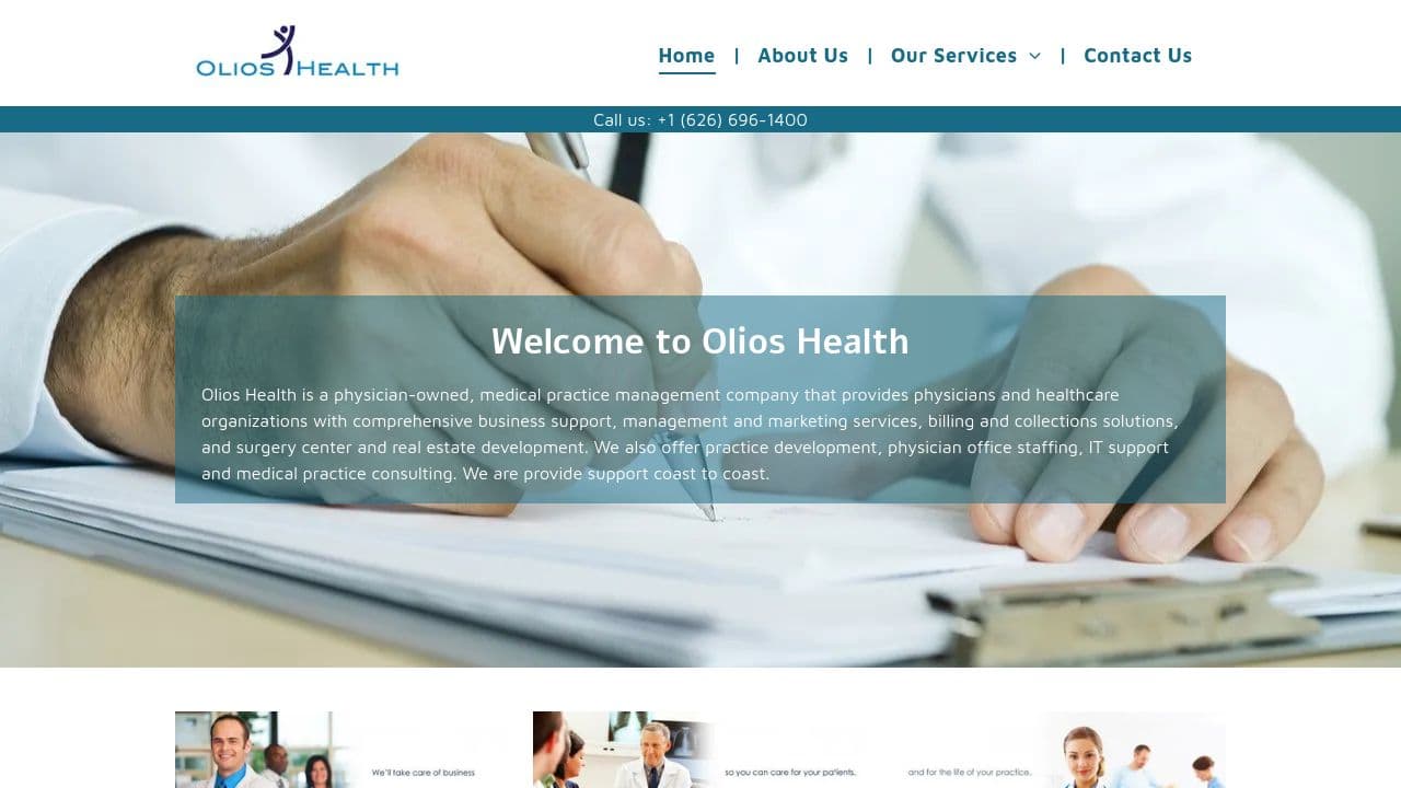 Olios Health website screenshot