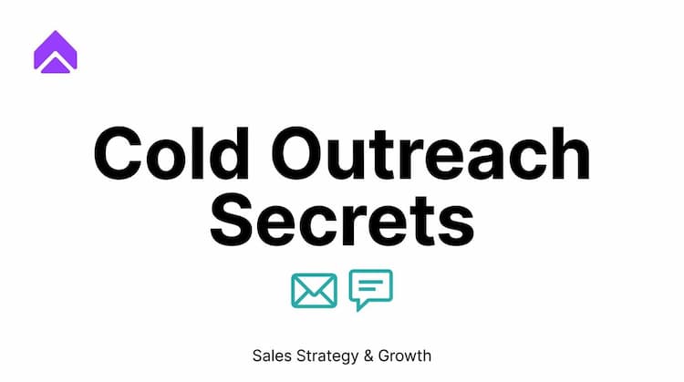 Minimalistic professional thumbnail featuring a clean white background, bold modern typography, and a simple headline reading ‘Cold Outreach Secrets’.