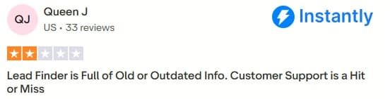 bad review about Instantly.ai features