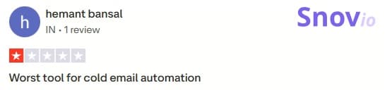 bad review about Snov.io being the worst cold email automation tool